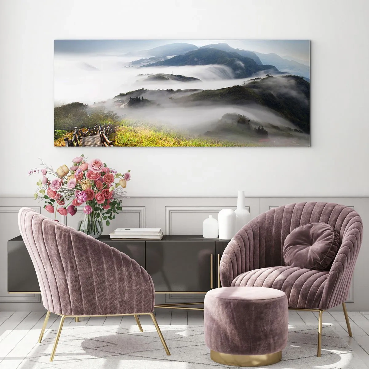 Impression sur verre - Image sur verre - Tissé d'éblouissement et de brouillard - 100x40 cm