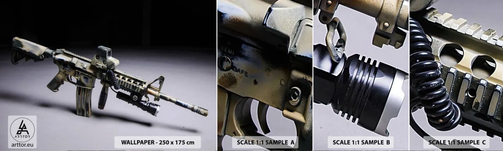 Échantillon De Papier Peint Standard Eco - Toujours menaçant - Militaire, Fusil, Arme - 100x30 cm