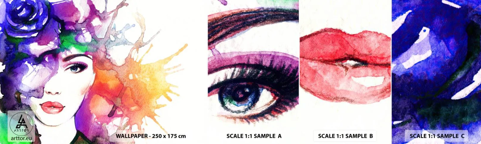 Échantillon De Papier Peint Standard Eco - Avec la tête dans les nuages - Femme, Visage de femme, Abstraction - 100x30 cm