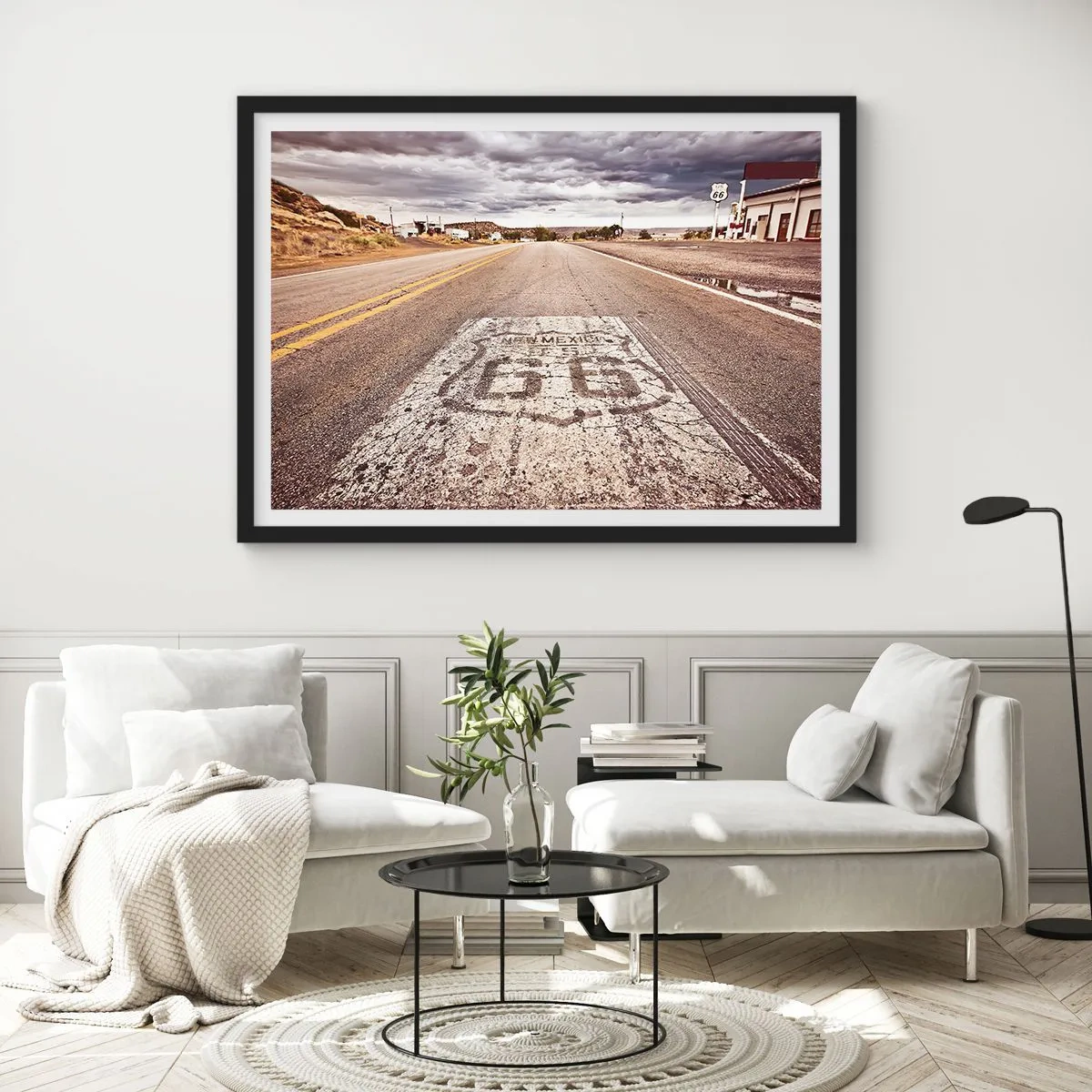 Affiche dans un cadre noir - Poster - Mother Road - une légende américaine - 91x61 cm