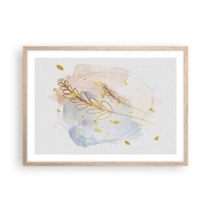 Affiche dans un chêne clair - Poster - Explosion d'or - 70x50 cm