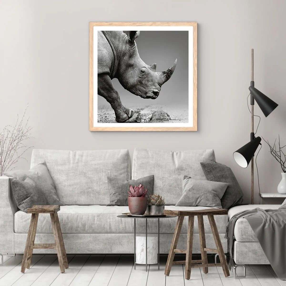 Affiche dans un chêne clair - Poster - Force inarrêtable - 60x60 cm