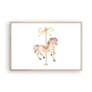 Affiche dans un chêne clair - Poster - Un trot gracieux - 91x61 cm