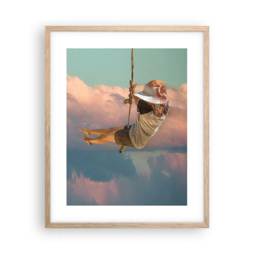 Affiche dans un chêne clair - Poster - S'amuser dans les nuages - 40x50 cm