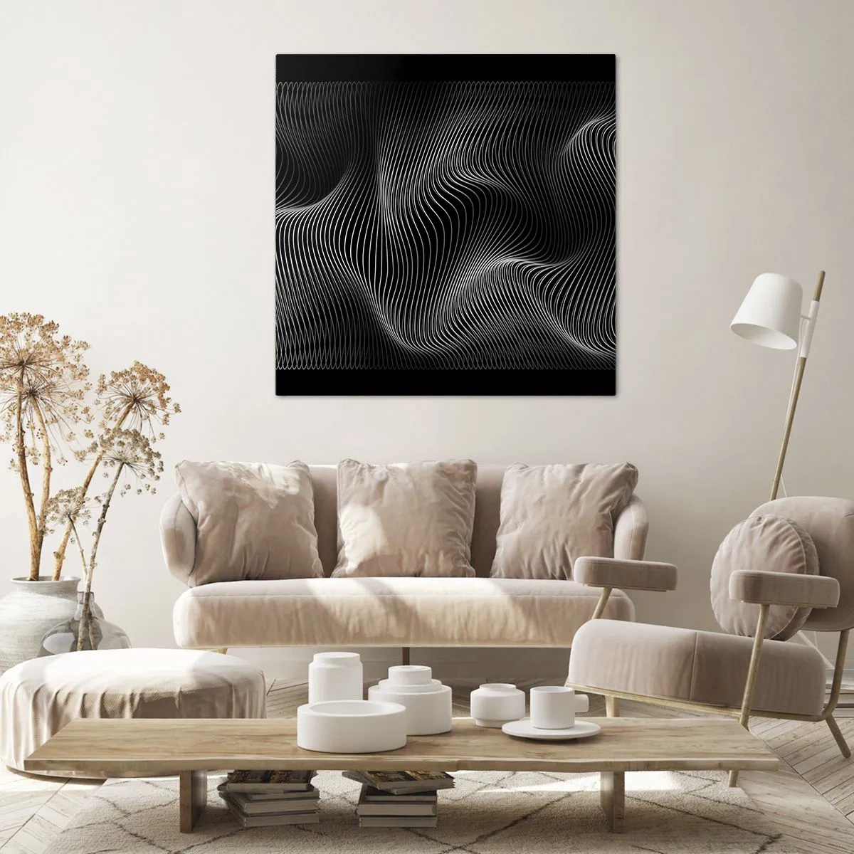 Impression sur toile - Image sur toile - Danse de lumière dans l'espace - 30x30 cm