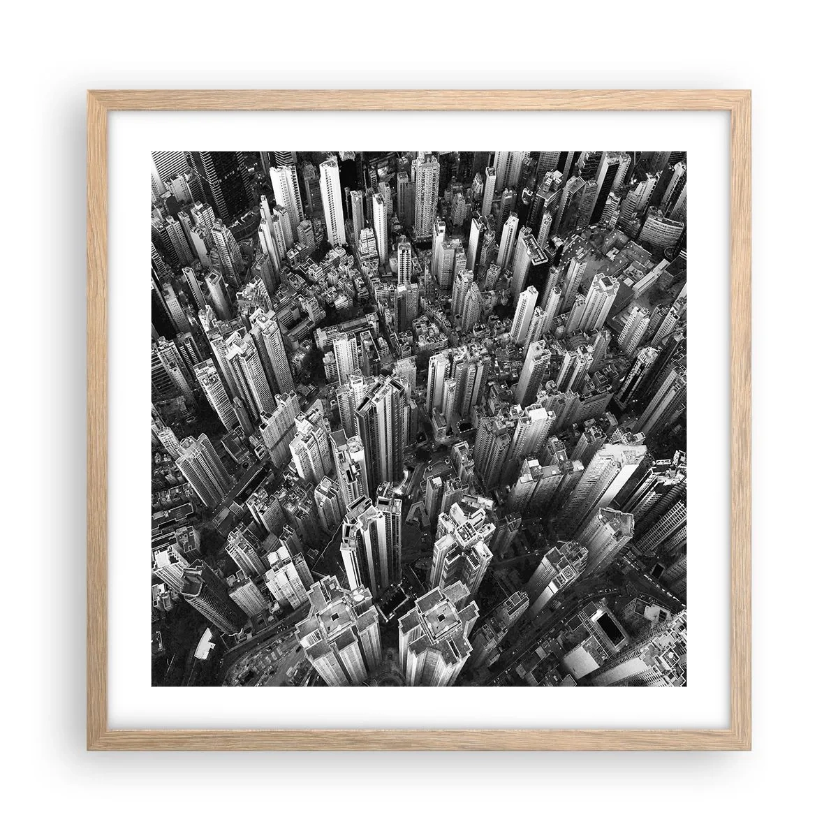 Affiche dans un chêne clair - Poster - Toujours de plus en plus haut - 50x50 cm