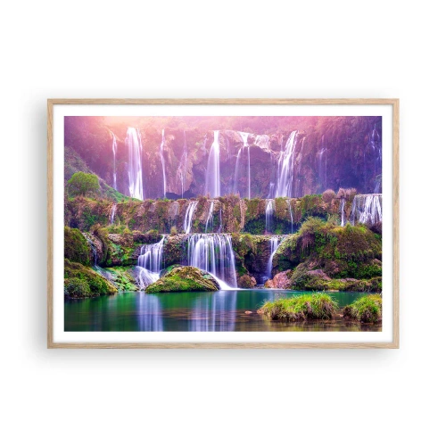 Affiche dans un chêne clair - Poster - Escalier vers le ciel - 100x70 cm