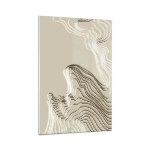 Impression sur verre - Image sur verre - Un motif abstrait dans des tons beiges avec un effet linéaire. - 80x120cm - Topographie artistique - Décoration murale moderne pour le salon et la chambre ARTTOR