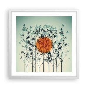 Affiche dans un cadre blanc - Poster - Soleil japonnais - 50x50 cm
