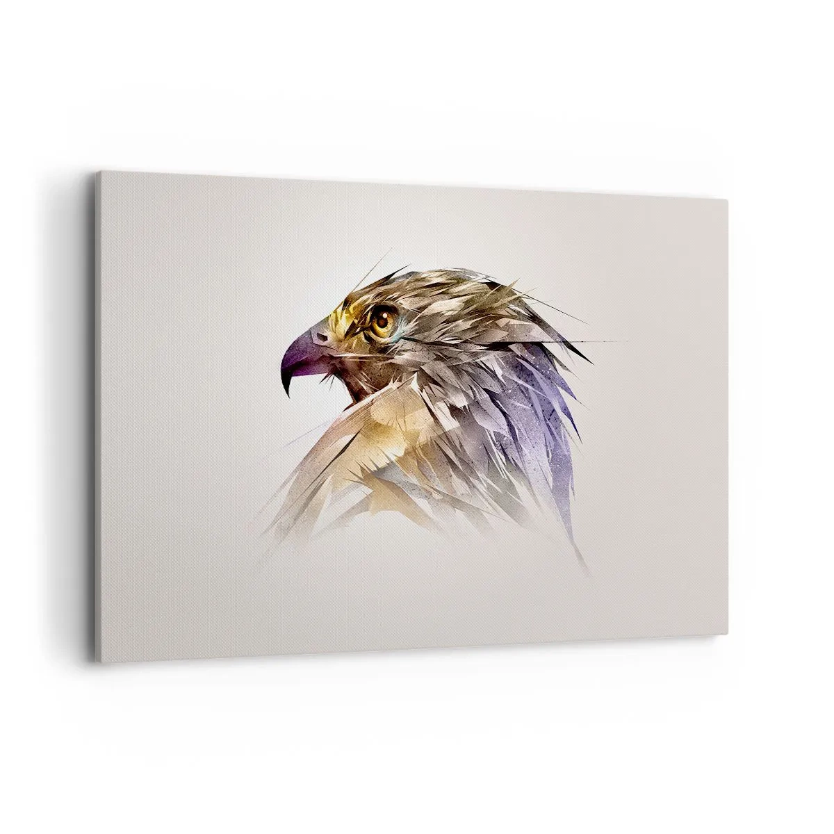 Impression sur toile - Image sur toile - Portrait artistique d'un aigle aux tons pastel - 120x80cm - Portrait d'un guerrier - Décoration murale moderne pour le salon et la chambre ARTTOR