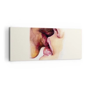 Impression sur toile - Image sur toile - Une aquarelle représentant un gros plan d'un visage - 120x50cm - Comme le jour et la nuit, la terre et le ciel - Décoration murale moderne pour le salon et la chambre ARTTOR