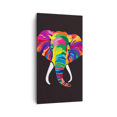 Impression sur toile - Image sur toile - L'éléphant qui aimait se baigner dans un arc-en-ciel - 45x80 cm