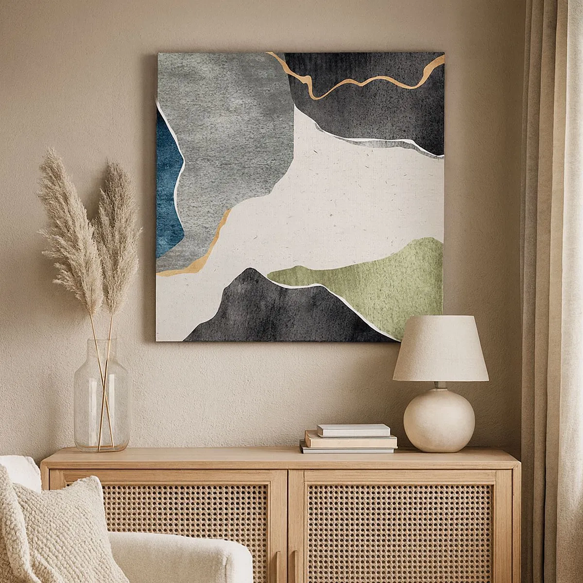 Impression sur toile - Image sur toile - Composition mosaïque avec un fil d'or - 30x30 cm