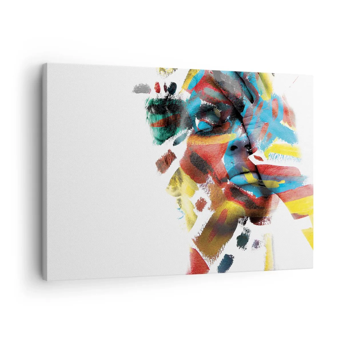 Impression sur toile - Image sur toile - Portrait abstrait aux couleurs vives - 70x50cm - Personnalité colorée - Décoration murale moderne pour le salon et la chambre ARTTOR