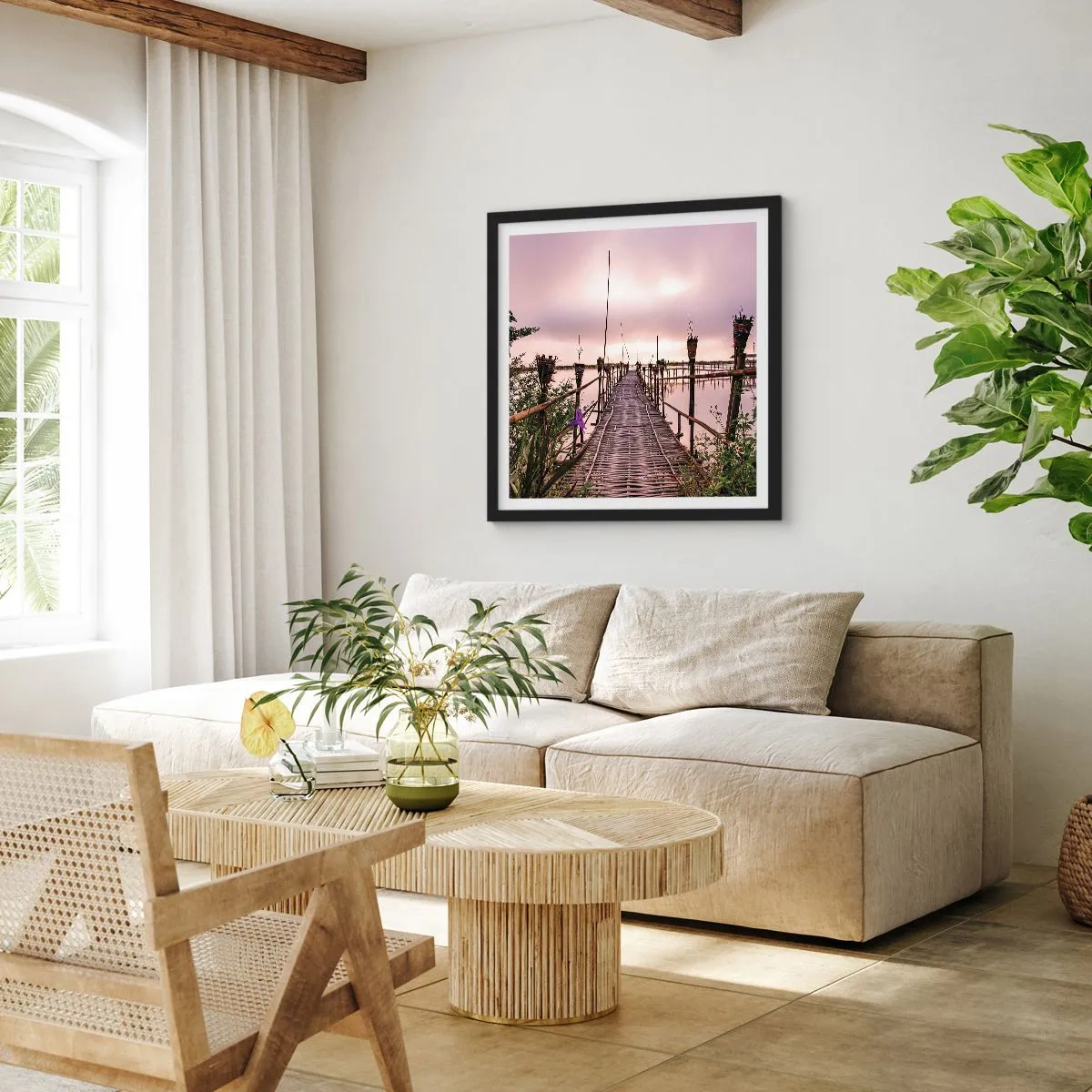 Affiche dans un cadre noir - Poster - Le silence et le calme d'Asie - 40x40 cm