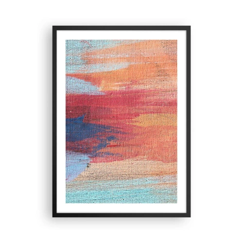 Affiche dans un cadre noir - Poster - Coups de peinture abstraits dans des tons chauds et froids - 50x70cm - Ecoulement de l'arc-en ciel - Décoration murale moderne pour le salon et la chambre ARTTOR