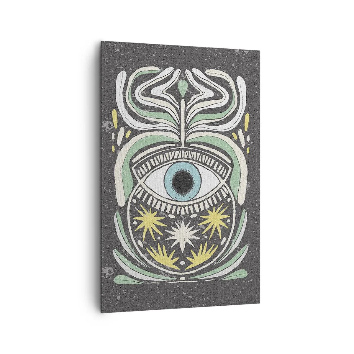 Impression sur toile - Image sur toile - Un œil symbolique entouré de motifs abstraits - 80x120cm - Rituels tribaux - Décoration murale moderne pour le salon et la chambre ARTTOR