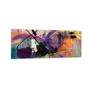 Impression sur verre - Image sur verre - Un motif abstrait coloré avec des lignes et des formes dynamiques. - 140x50cm - Vous pouvez aller tout droit ou autour - Décoration murale moderne pour le salon et la chambre ARTTOR