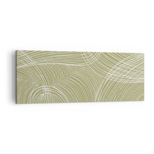 Impression sur toile - Image sur toile - Lignes vertes et blanches dans une composition abstraite - 140x50cm - Abstraction complexe de blanc - Décoration murale moderne pour le salon et la chambre ARTTOR