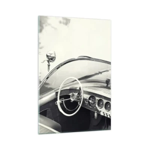 Impression sur verre - Image sur verre - Intérieur de voiture classique de style monochrome - 80x120cm - Temps pour riche - Décoration murale moderne pour le salon et la chambre ARTTOR
