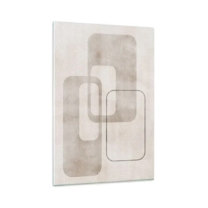 Impression sur verre - Image sur verre - Une composition minimaliste avec des rectangles dans des tons beiges sur un fond subtil. - 80x120cm - Fugue géométrique - Décoration murale moderne pour le salon et la chambre ARTTOR