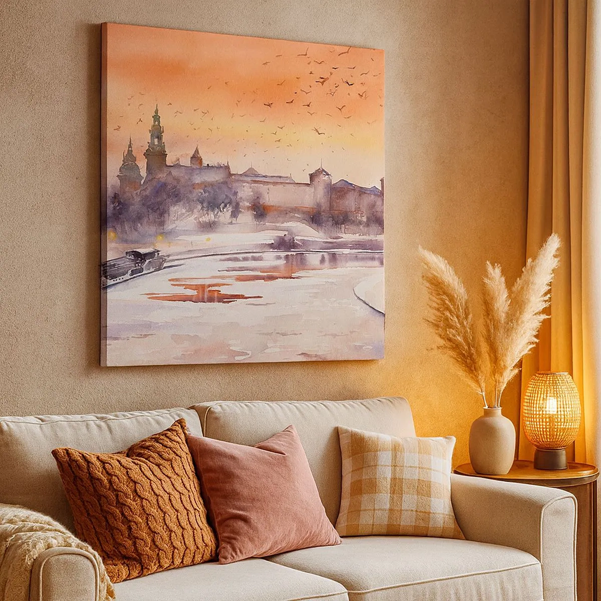 Impression sur toile - Image sur toile - Coucher de soleil royal - 30x30 cm
