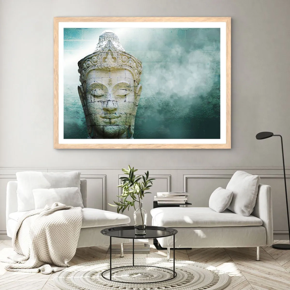 Affiche dans un chêne clair - Poster - A la recherche de la lumière - 70x50 cm