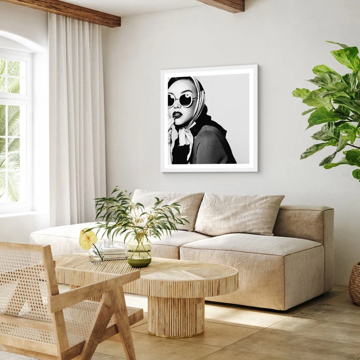 Affiche dans un cadre blanc - Poster - Salutations des années 60 - 50x50 cm