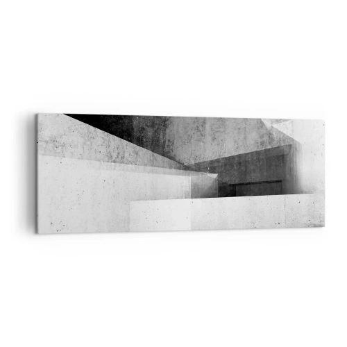 Impression sur toile - Image sur toile - Formes géométriques dans une composition monochrome - 140x50cm - Structure de l'espace - Décoration murale moderne pour le salon et la chambre ARTTOR