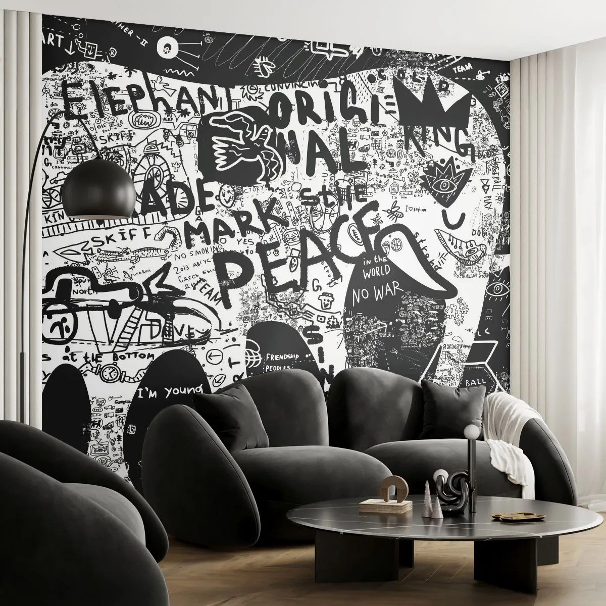 Papier Peint Photo Premium Canvas - La richesse des rues - Graffiti, Morceau, Graphique - 250x175 cm