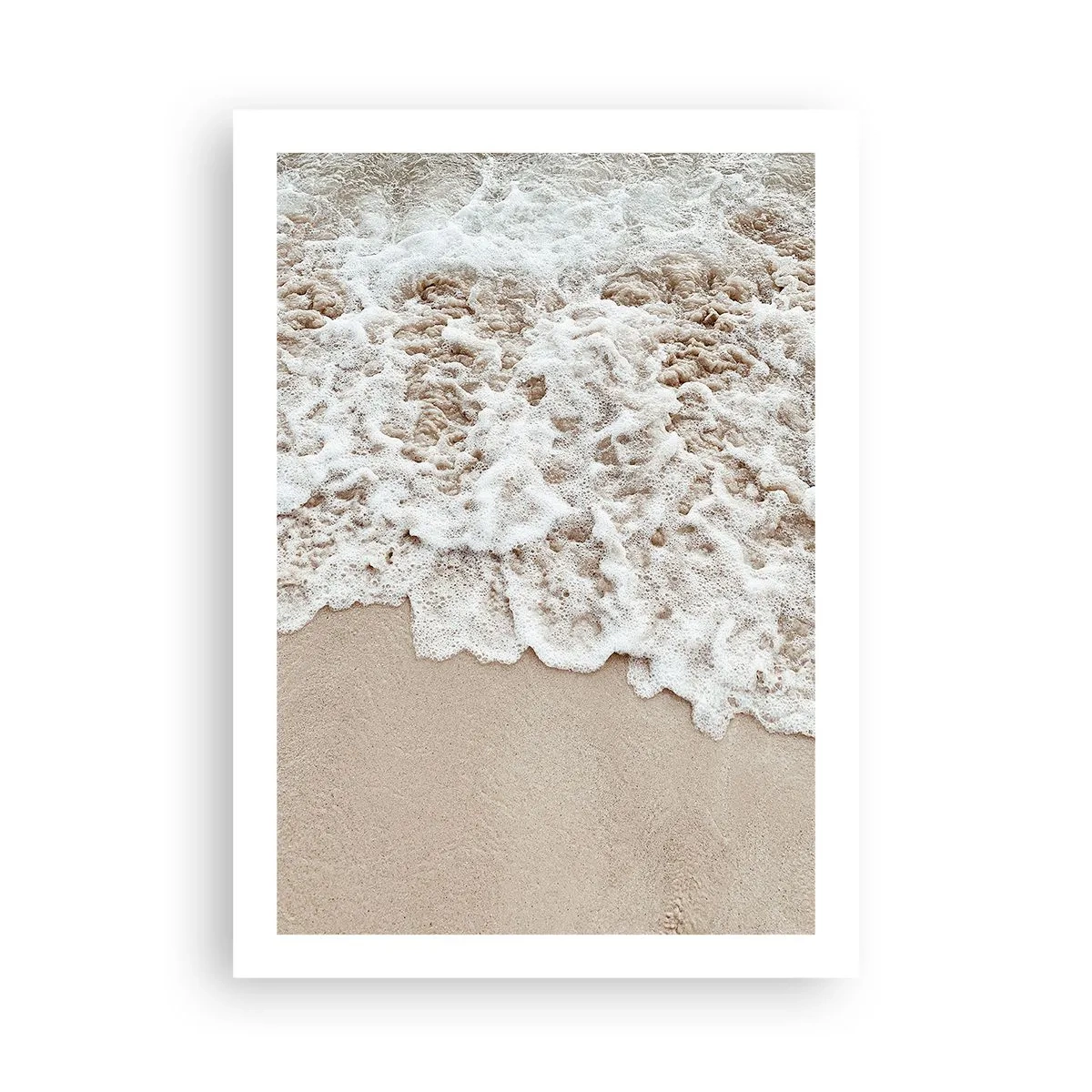 Affiche - Poster - De douces vagues s'écrasent sur le sable de la plage - 50x70cm - Je reviens tout de suite - Décoration murale moderne pour le salon et la chambre ARTTOR