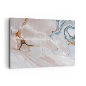 Impression sur toile - Image sur toile - Motif abstrait dans les tons de blanc et de bleu - 120x80cm - Le bleu serpente sous le blanc - Décoration murale moderne pour le salon et la chambre ARTTOR