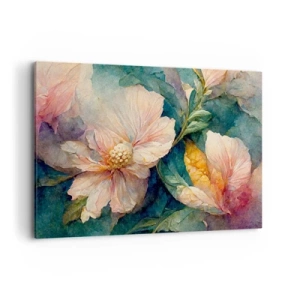 Impression sur toile - Image sur toile - Fleurs délicates aux couleurs pastel - 120x80cm - Uniquement de la subtilité - Décoration murale moderne pour le salon et la chambre ARTTOR