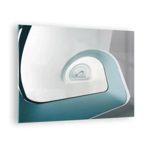 Impression sur verre - Image sur verre - Un escalier moderne dans une perspective abstraite - 70x50cm - Au profondeur du bleu - Décoration murale moderne pour le salon et la chambre ARTTOR