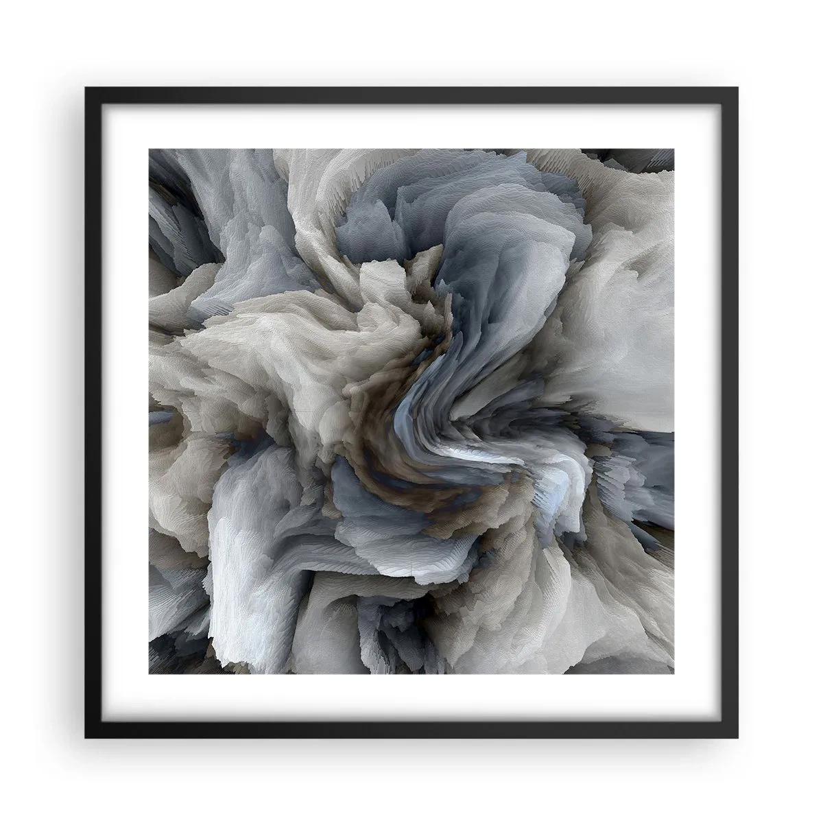 Affiche dans un cadre noir - Poster - Pierre et fleur - 50x50 cm