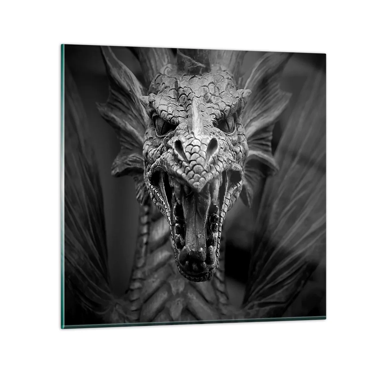 Impression sur verre - Image sur verre - Un dragon imaginaire grisâtre - 50x50 cm