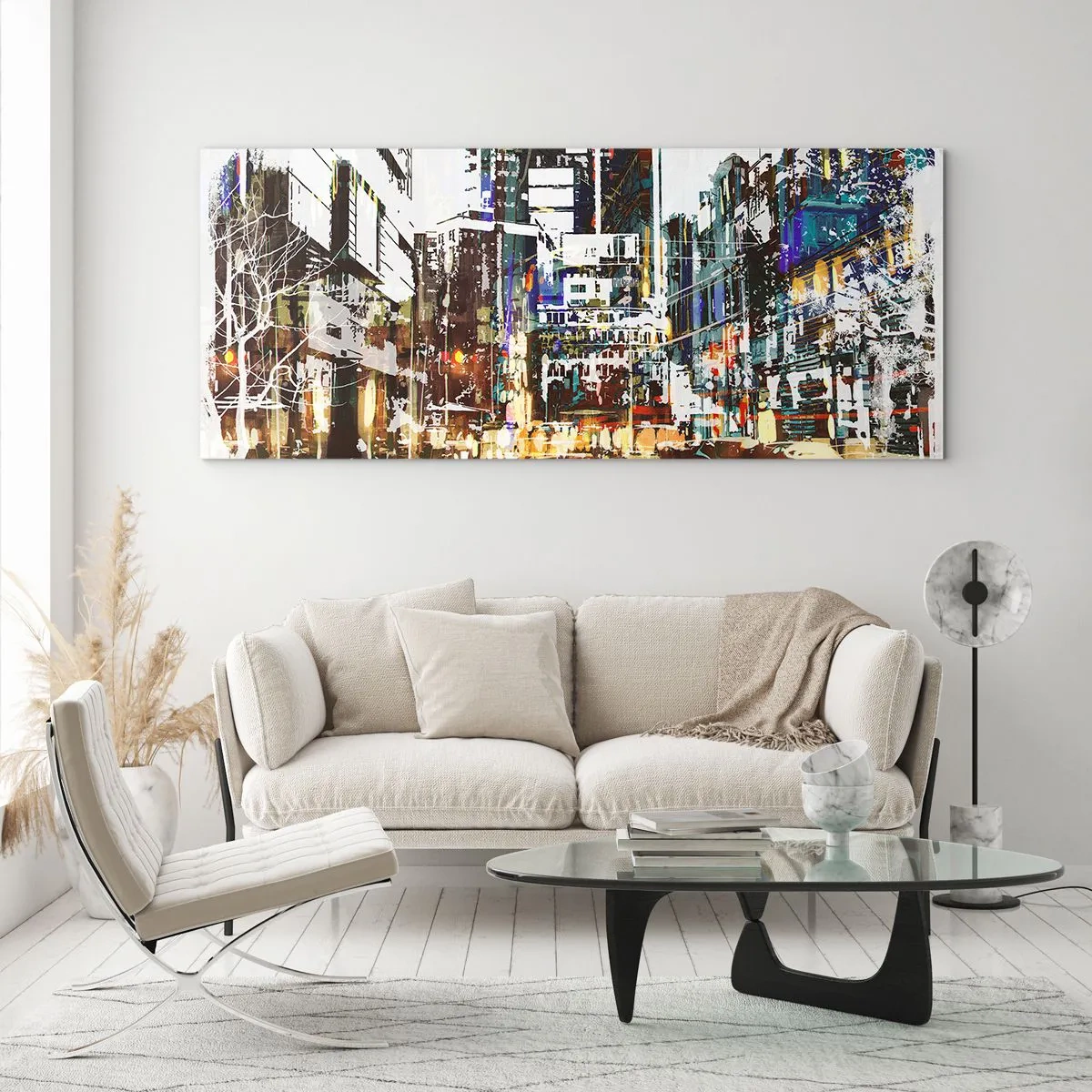 Impression sur verre - Image sur verre - Une ville chatoyante - 90x30 cm