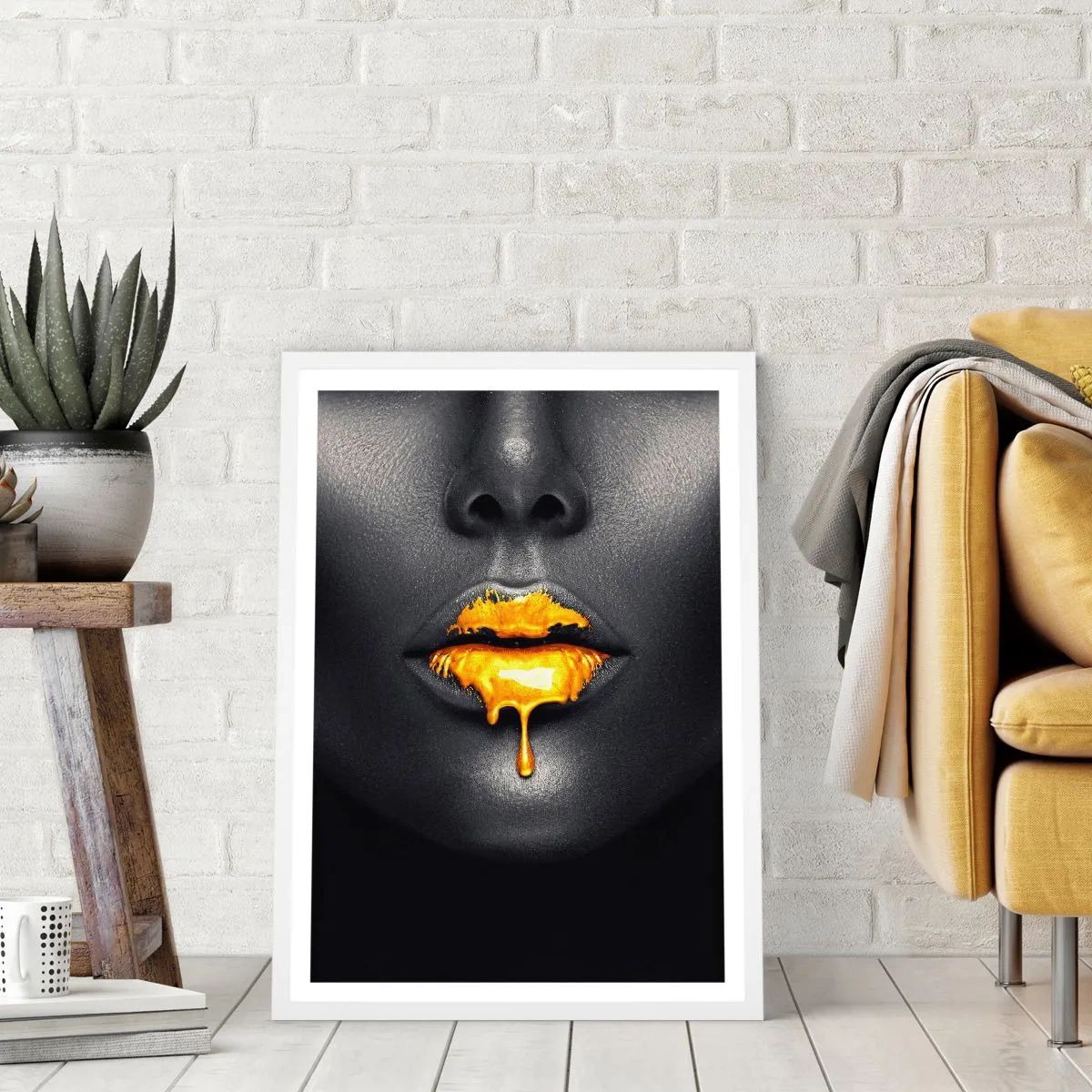Affiche dans un cadre blanc - Poster - Bouche d'or - 40x50 cm