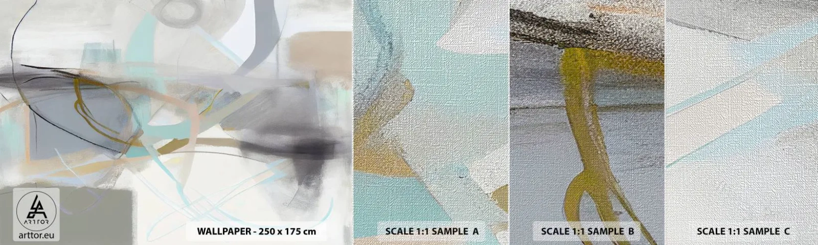 Échantillon de Papier Peint Premium Canvas - Abstraction brumeuse - Abstraction, Morceau, Brillant - 100x30 cm