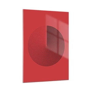 Impression sur verre - Image sur verre - Cercles concentriques noirs sur fond rouge - 50x70cm - Mouvement circulaire - Décoration murale moderne pour le salon et la chambre ARTTOR