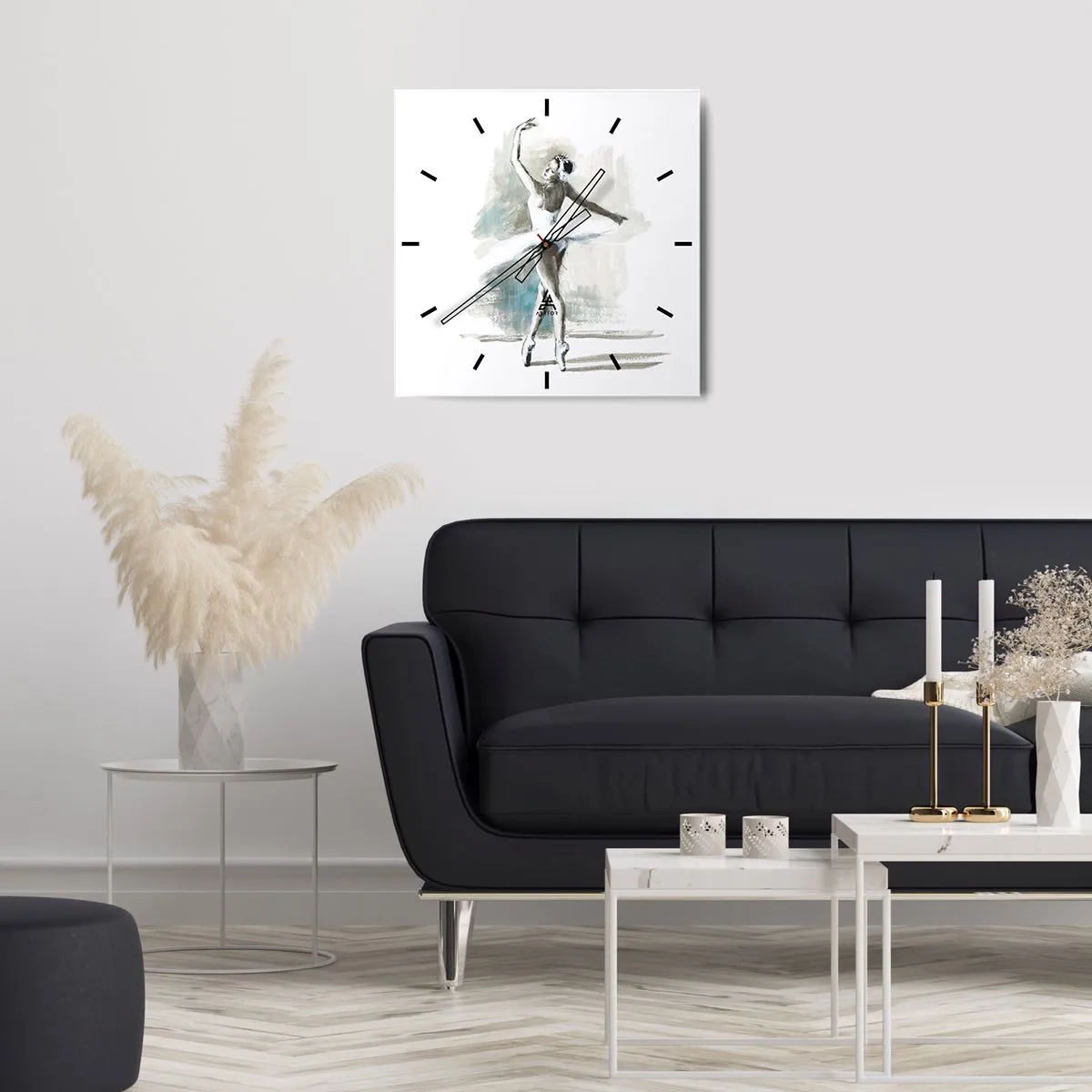 Horloge murale - Pendule murale - Une danseuse de ballet dans une pose de ballet sur un fond de tons aquarelle délicats. - 30x30cm - Enchantement du cygne - Décoration murale moderne pour le salon et la chambre ARTTOR
