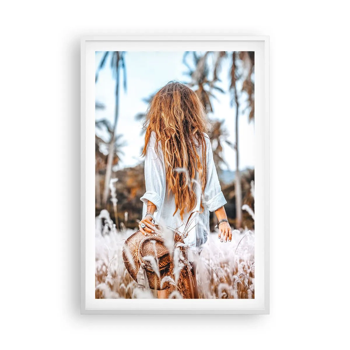 Affiche dans un cadre blanc - Poster - Né de peluches d'herbe - 61x91 cm
