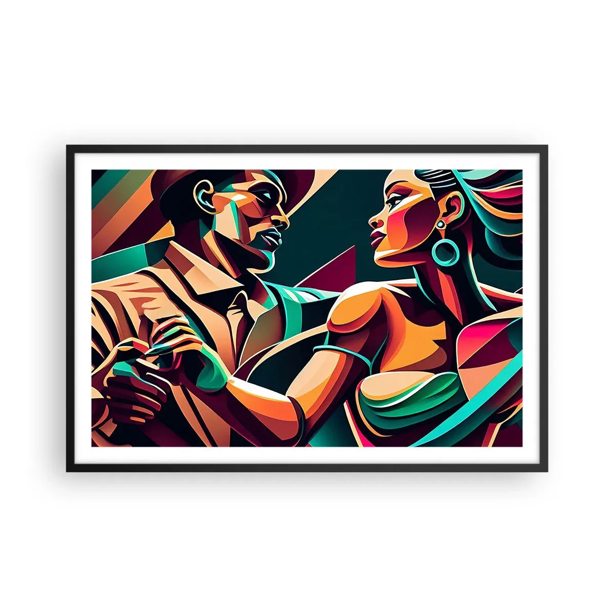 Affiche dans un cadre noir - Poster - Au rythme du coeur - 91x61 cm