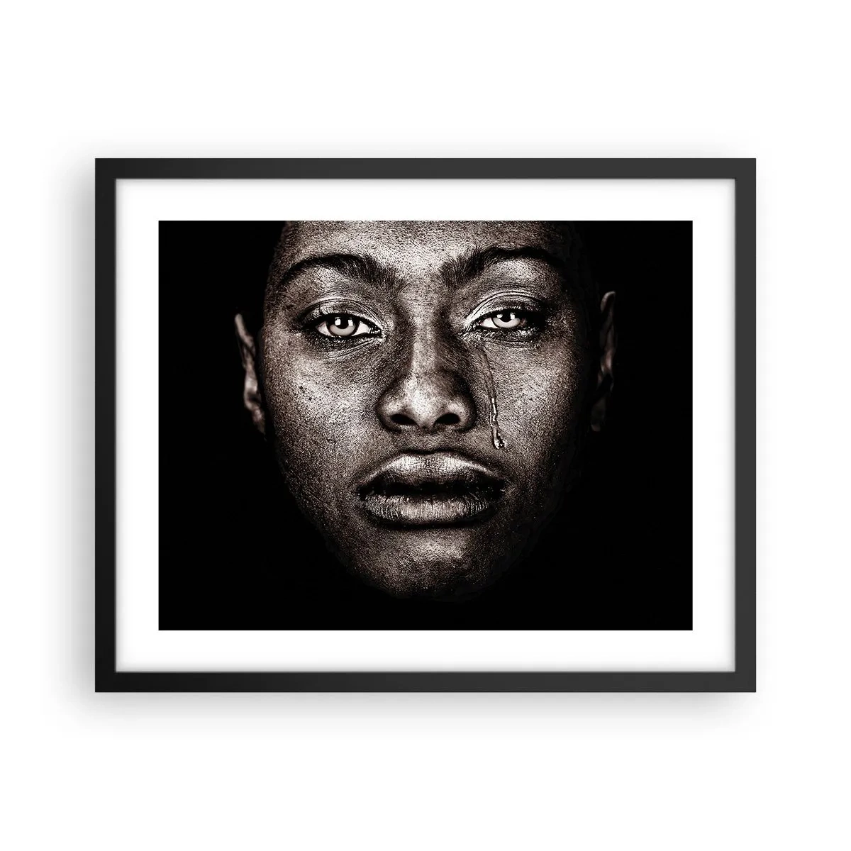 Affiche dans un cadre noir - Poster - Une larme - 50x40 cm