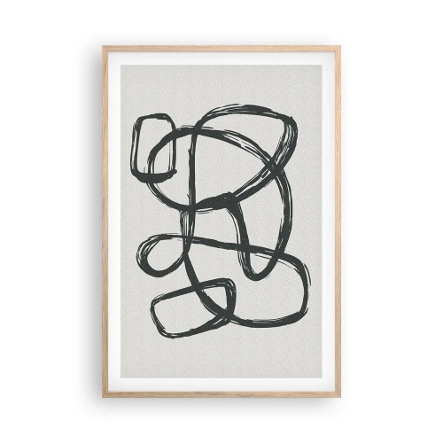 Affiche dans un chêne clair - Poster - Abstraction en boucle - 61x91 cm