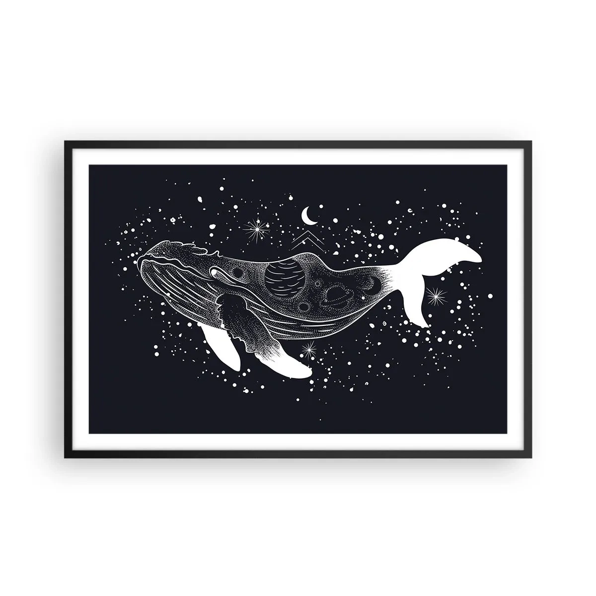 Affiche dans un cadre noir - Poster - Dans l'océan de l'univers - 91x61 cm