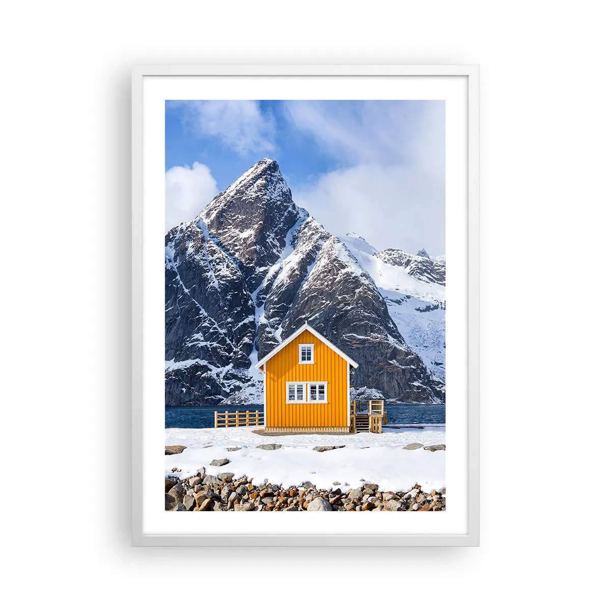 Affiche dans un cadre blanc - Poster - Vacances scandinaves - 50x70 cm