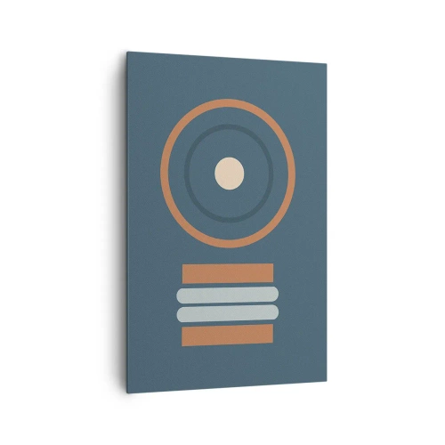 Impression sur toile - Image sur toile - Une composition géométrique avec des cercles et des rectangles aux couleurs sobres. - 80x120cm - Essence des choses - Décoration murale moderne pour le salon et la chambre ARTTOR