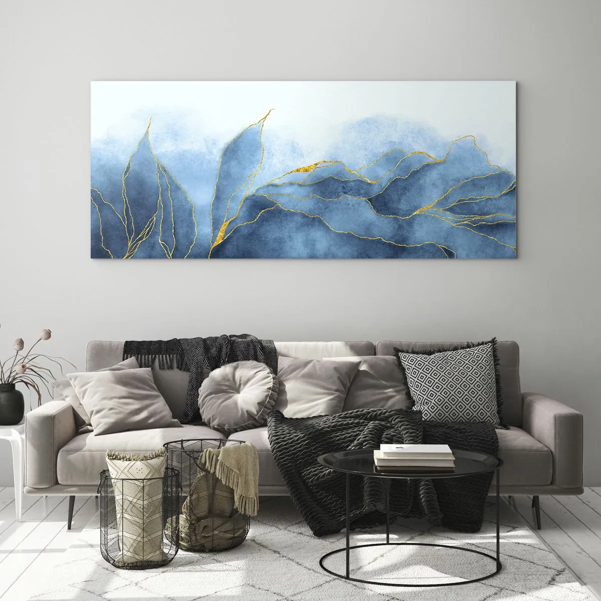 Impression sur verre - Image sur verre - Bleu doré - 100x40 cm
