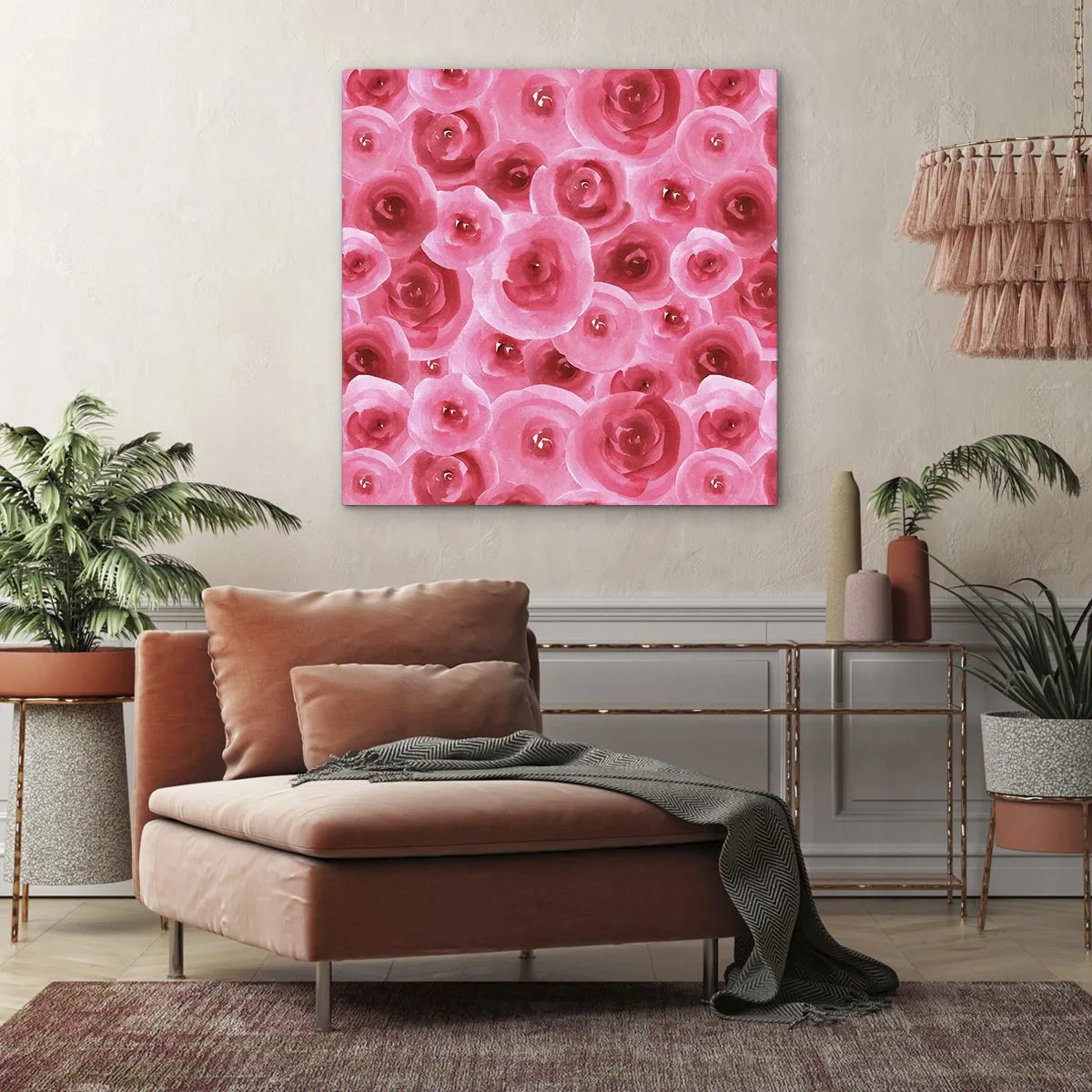 Impression sur toile - Image sur toile - Roses en-haut et en-bas - 50x50 cm